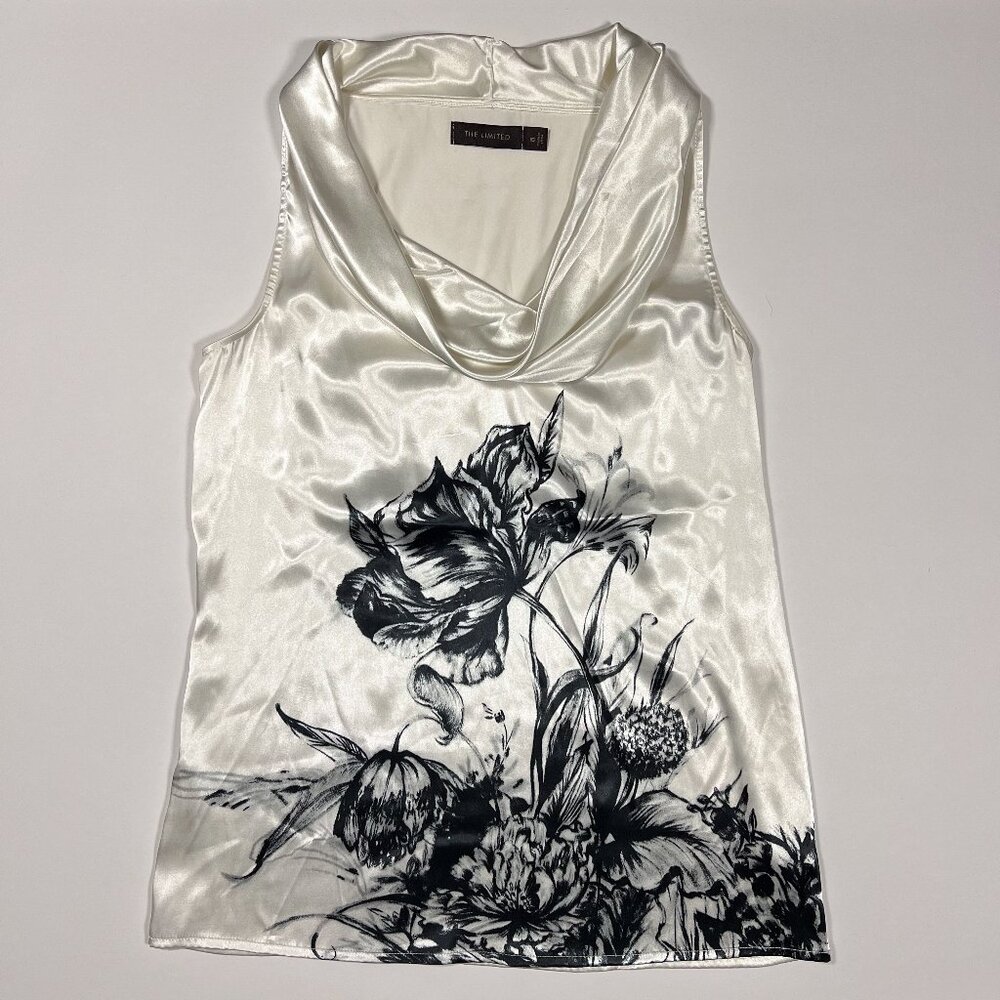 The Limited White Satin Like Cowl Neck Top